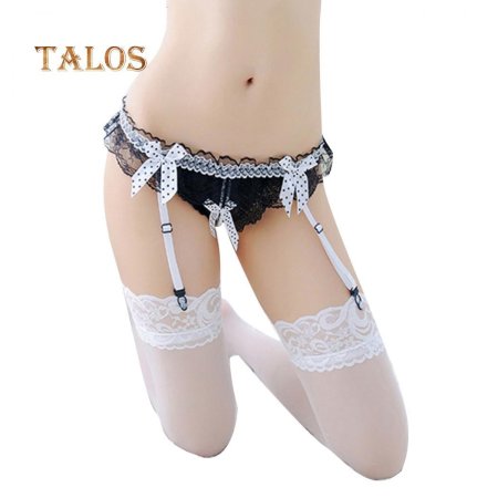 Белые чулки с подвязками