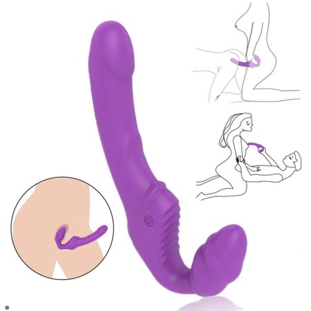 Перезаряжаемый безремневой страпон nana с вибрацией c пультом