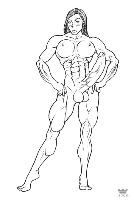 Анатомия мускулистых futanari