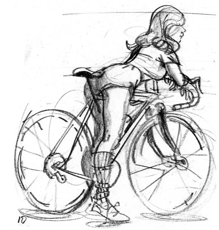 Девушка на велосипеде рисунок