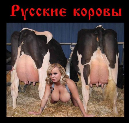 Голая доярка доит корову