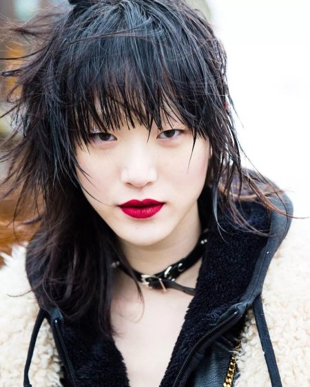 Причёска маллет женская корейская