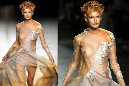 Прозрачная одежда на подиуме ню