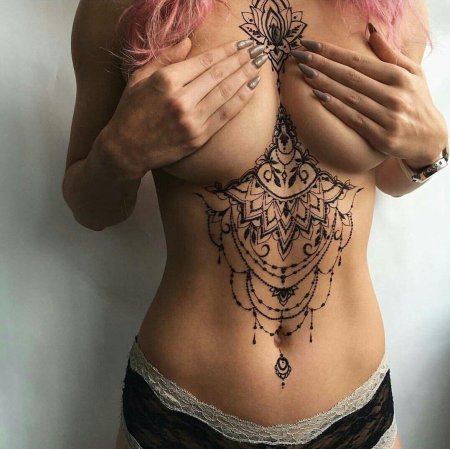 Тату под грудью женские