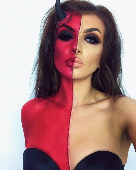 Макияж демона на хэллоуин