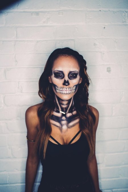 Макияж на хэллоуин скелет