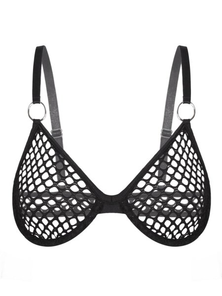 Прозрачный сетчатый бюстгальтер с вырезами