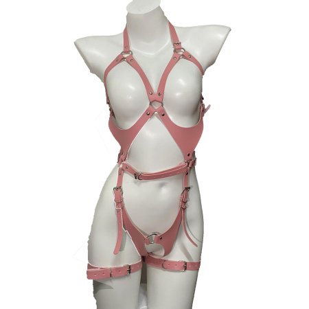 Женская кожаная сбруя бдсм