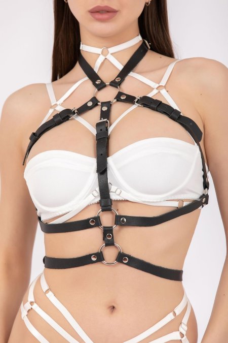 Кожаная женская портупея бдсм