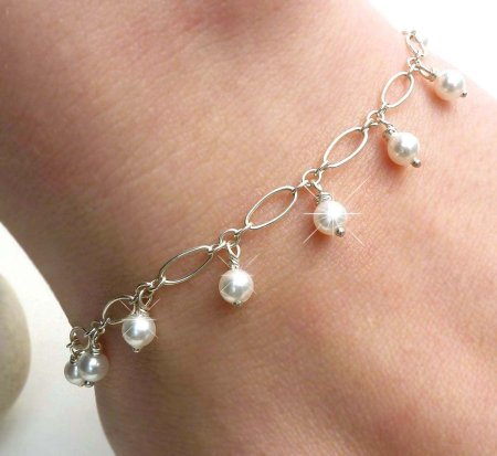 Серебряный браслет с жемчугом