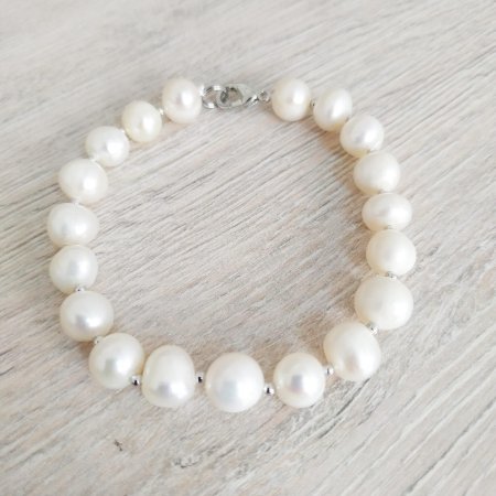 Браслет жемчуг с золотом тринити