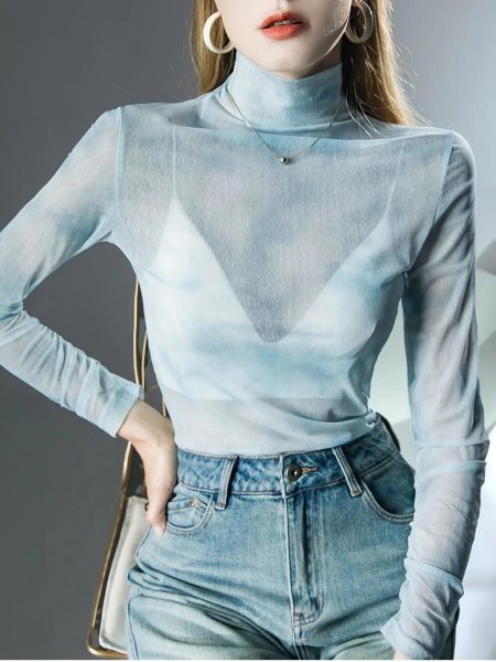 Водолазка тонкая полупрозрачная