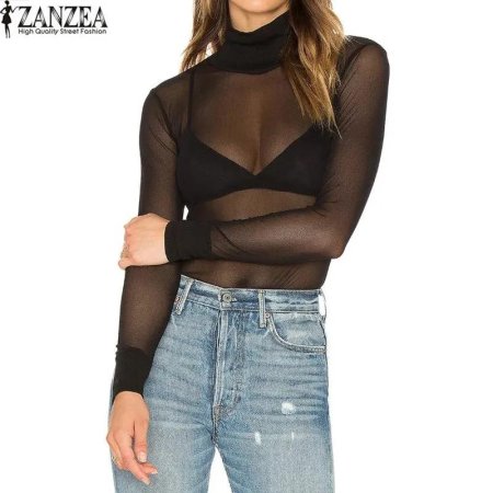 Прозрачная водолазка сетка