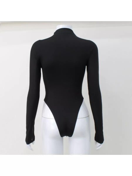 Боди с высоким воротником и длинным рукавом