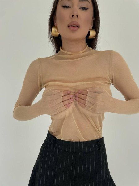 Прозрачная водолазка сетка