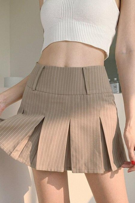Полосатая плиссированная мини юбка