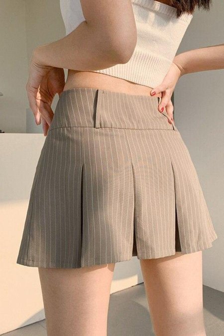 Полосатая плиссированная мини юбка