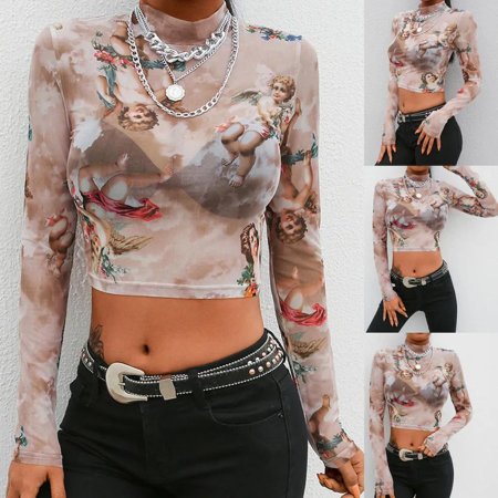 Полупрозрачная водолазка с принтом