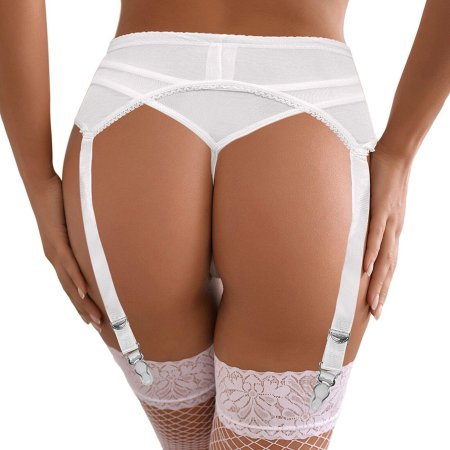 Белые чулки с поясом