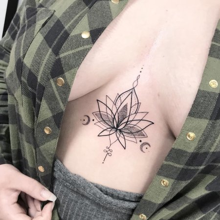 Женские татуировки между грудиной