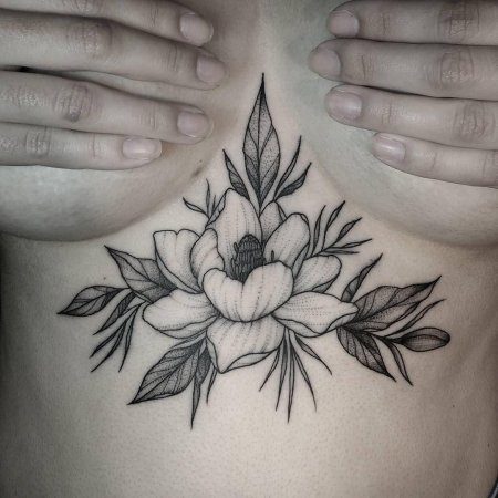 Эскиз тату под грудью