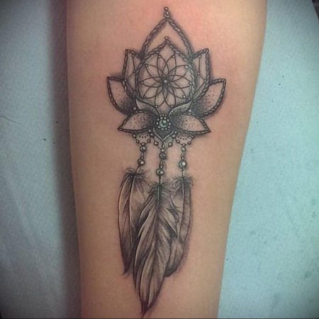 Лотос и ловец снов тату