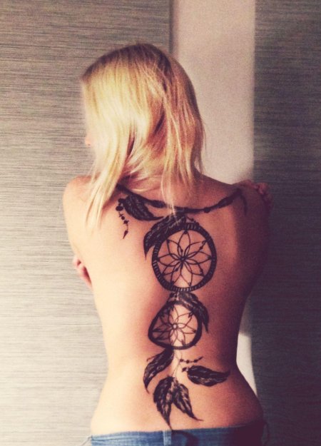 Ловец снов тату на спине