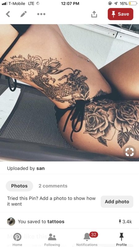 Тату на бедра