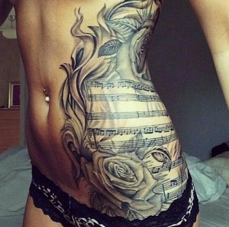 Тату на животе для девушек