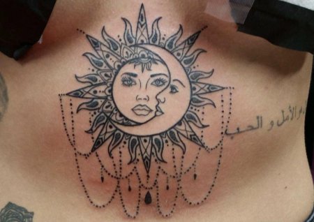 Солнце и луна тату