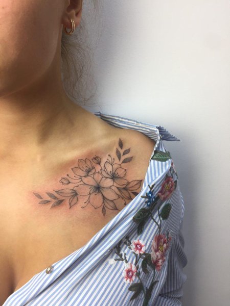 Тату на ключицах для девушек