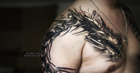 Дракон на плече тату мужские