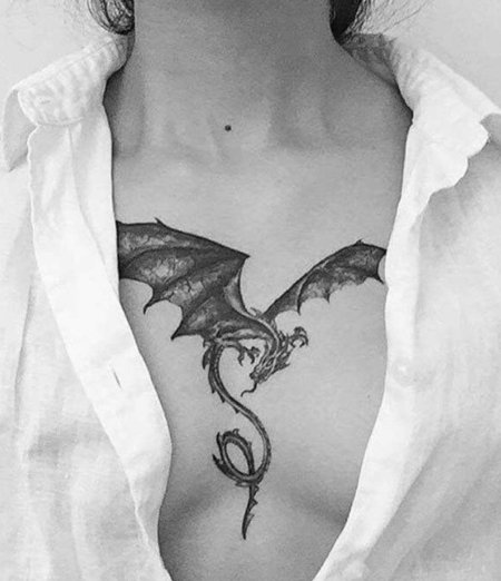 Тату дракона для девушек