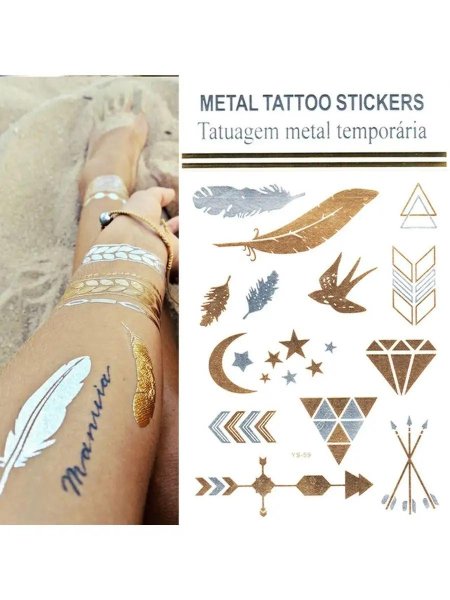 Metal tattoo stickers ветки золото
