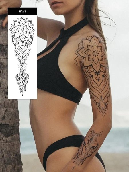 Переводная временная татуировка рукав мандала