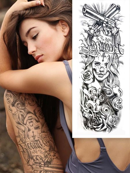 Временная переводная татуировка рукав