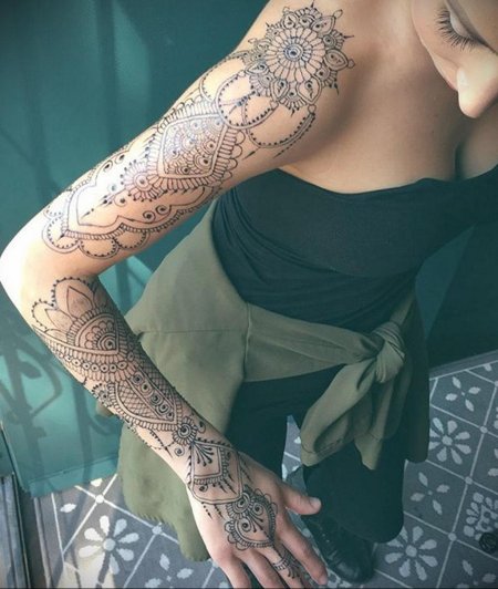 Татуировка рукав для девушек