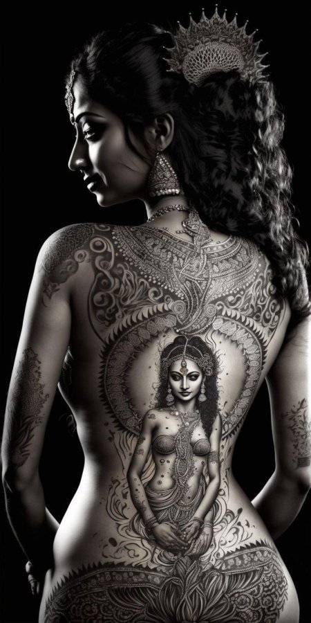 Богиня кали тату на спине