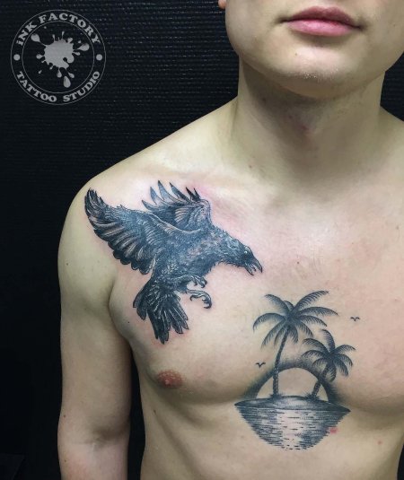 Тату на грудине мужские