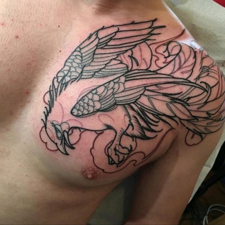 Тату феникс на грудине мужские