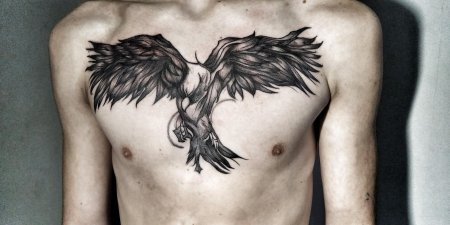 Феникс тату на грудине для мужчин