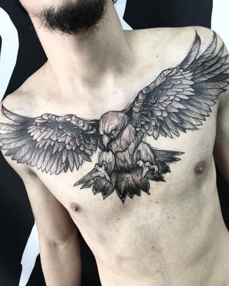Тату орел на груди мужские