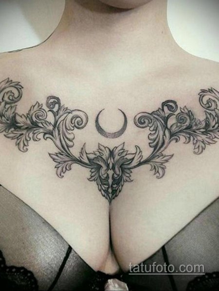 Тату над грудью для девушек