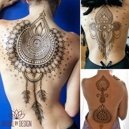 Тату мехенди на спине
