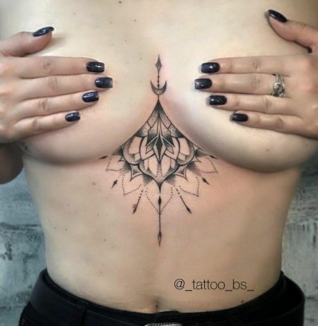 Женские тату под грудью