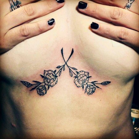 Тату для девушек под грудью