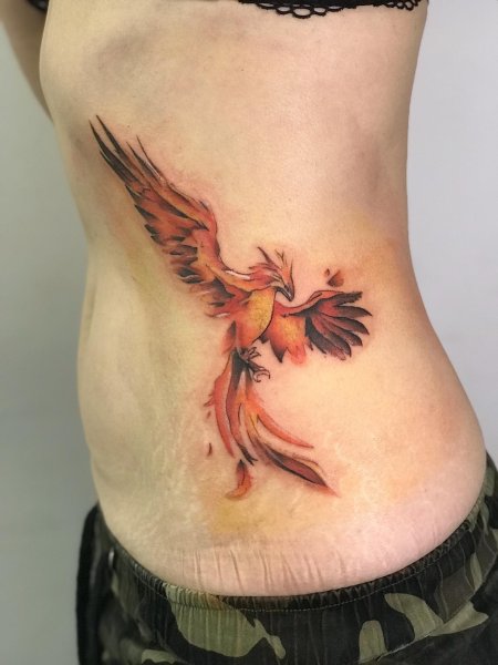 Тату птица феникс