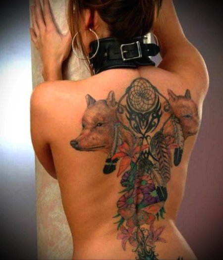 Тату волка для девушки