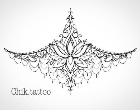 Тату под грудью эскиз