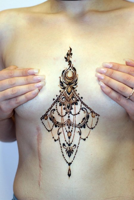 Тату под грудью женские